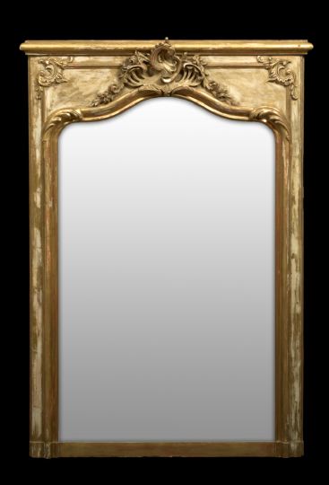 Appraisal: Louis XVI-Style Giltwood and Creme-Peinte Looking Glass second quarter th