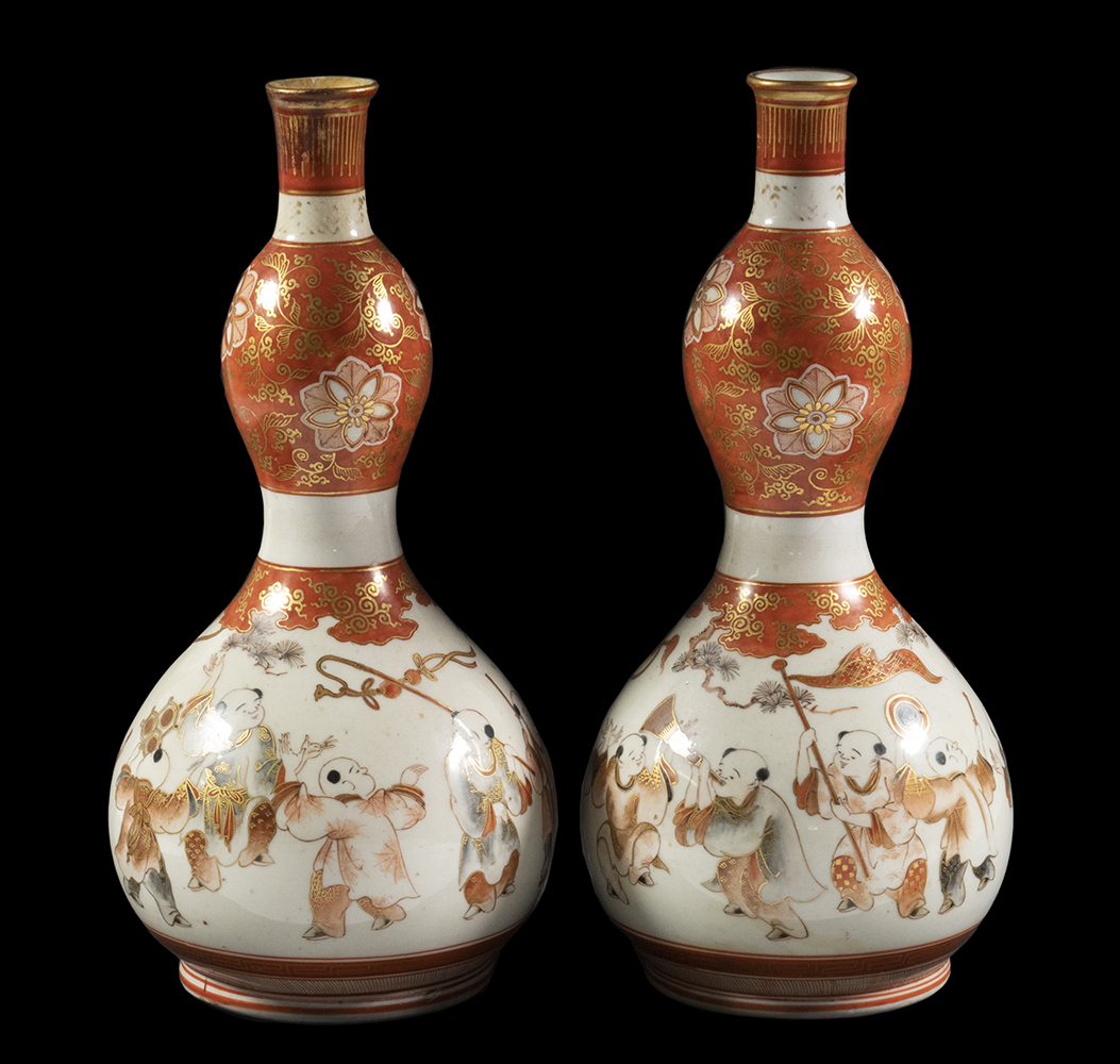 Appraisal: PR JAPANESE KUTANI VASES Pair of Japanese Meiji Period Kutani