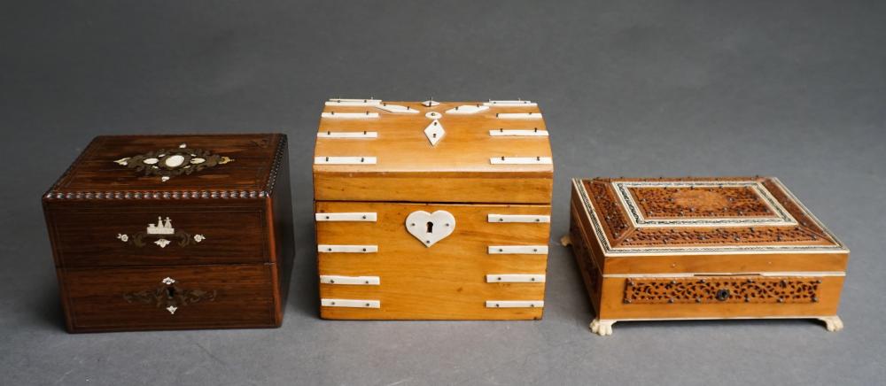 Appraisal: THREE BONE AND WOOD BOXESThree Bone and Wood Boxes