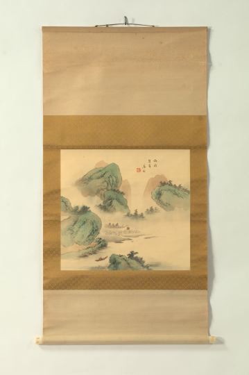 Appraisal: Collection of Three Japanese Scroll Paintings comprised of a large