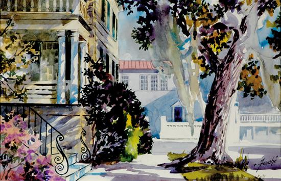 Appraisal: Virginia Fouche Bolton South Carolina - PIAZZA STEPS watercolor framed