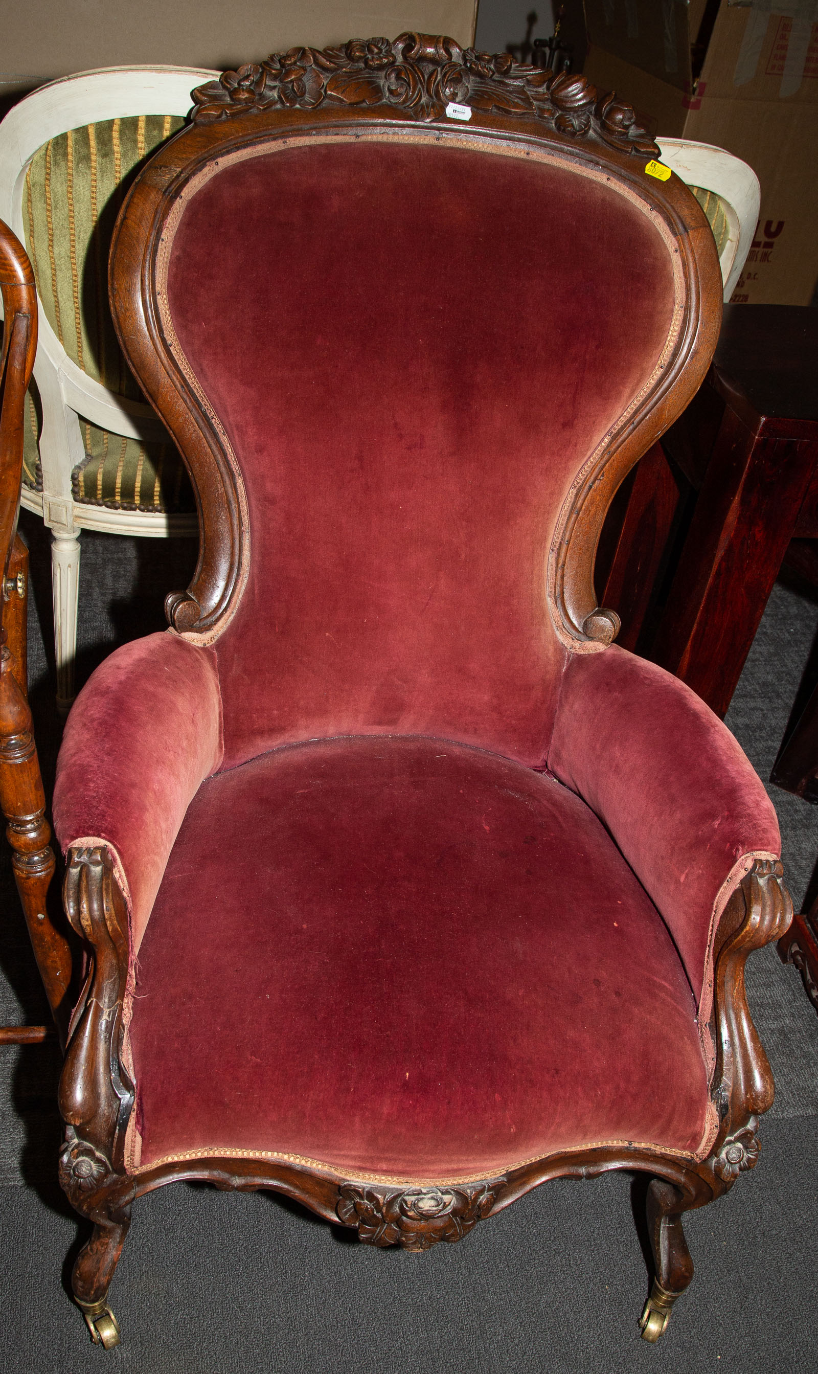 Appraisal: AMERICAN ROCOCO REVIVAL GENTLEMAN'S ARM CHAIR rd quarter th century