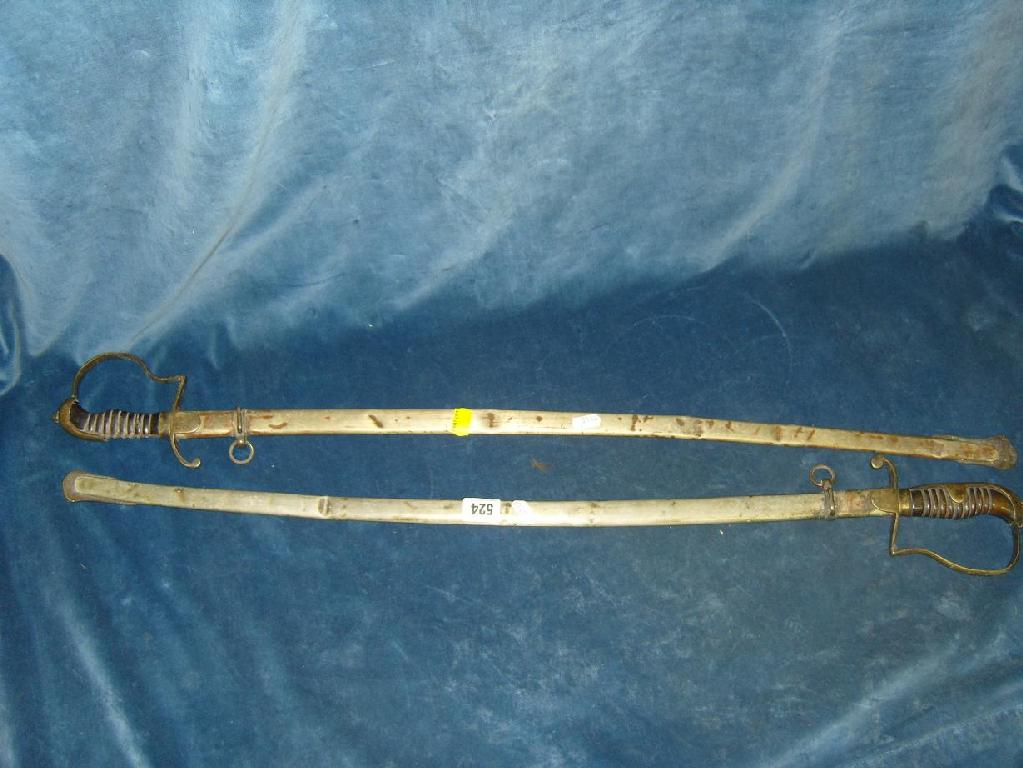 Appraisal: A pair of th century Turkish cavalry swords and scabbards