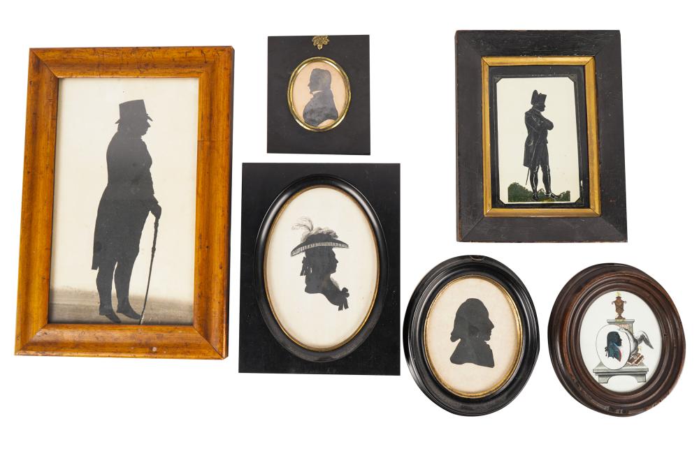 Appraisal: SIX SILHOUETTE PORTRAIT MINIATURESeach framed under glass the first depicting