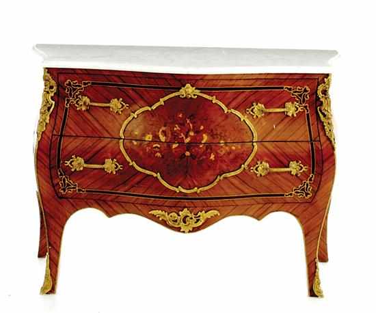 Appraisal: Louis XV style marble top kingwood commode shaped white marble