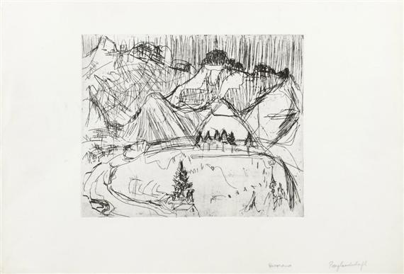 Appraisal: M LLER ALBERT Basel - Obino Mountain landscape Davosersee Caspar