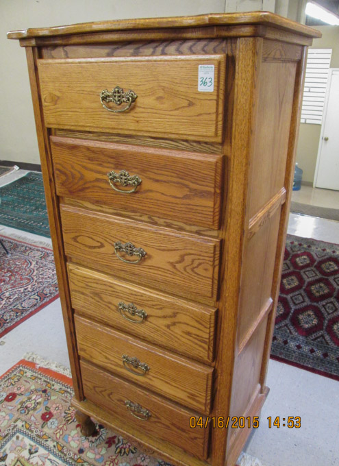 Appraisal: VICTORIAN STYLE OAK LINGERIE CHEST featuring a column of six