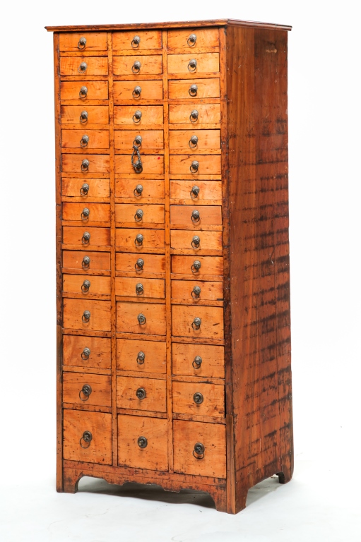 Appraisal: AMERICAN APOTHECARY CABINET Late th-early th century maple and poplar