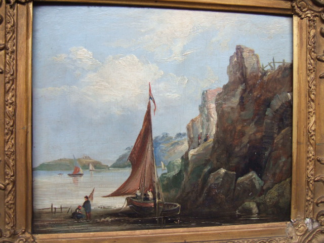 Appraisal: English School th century Coastal scenes a pair oil on