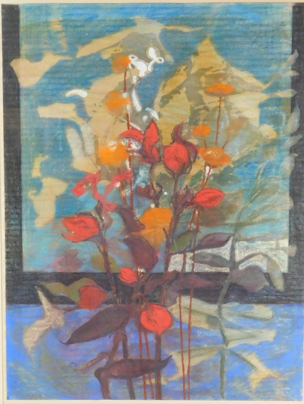 Appraisal: Roger Crossgrove American - Spencertown Flower Piece mixed media depicts