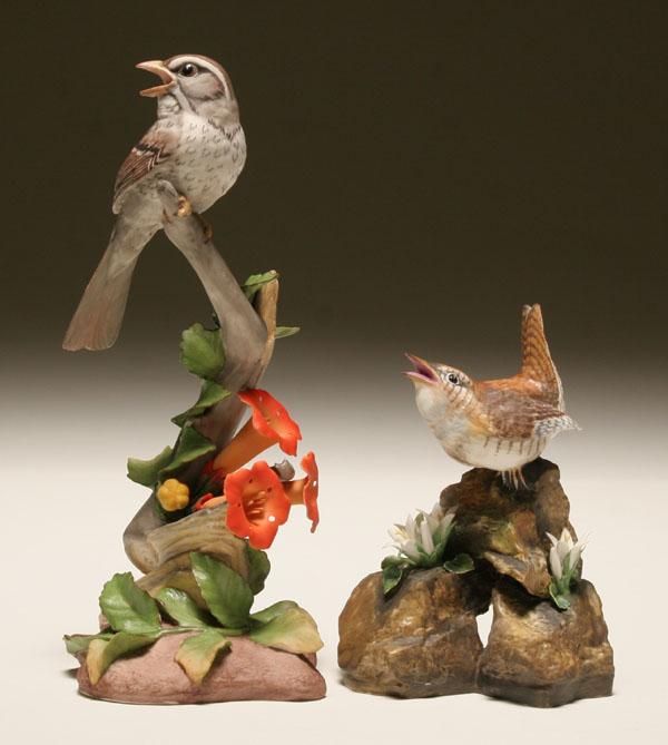 Appraisal: Boehm porcelain figures hand painted wren and sparrow with individually