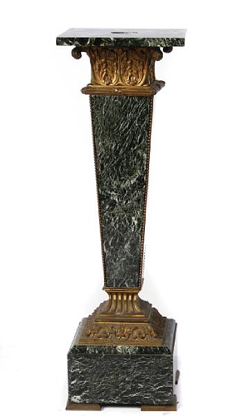 Appraisal: A French gilt bronze mounted marble pedestal height in width