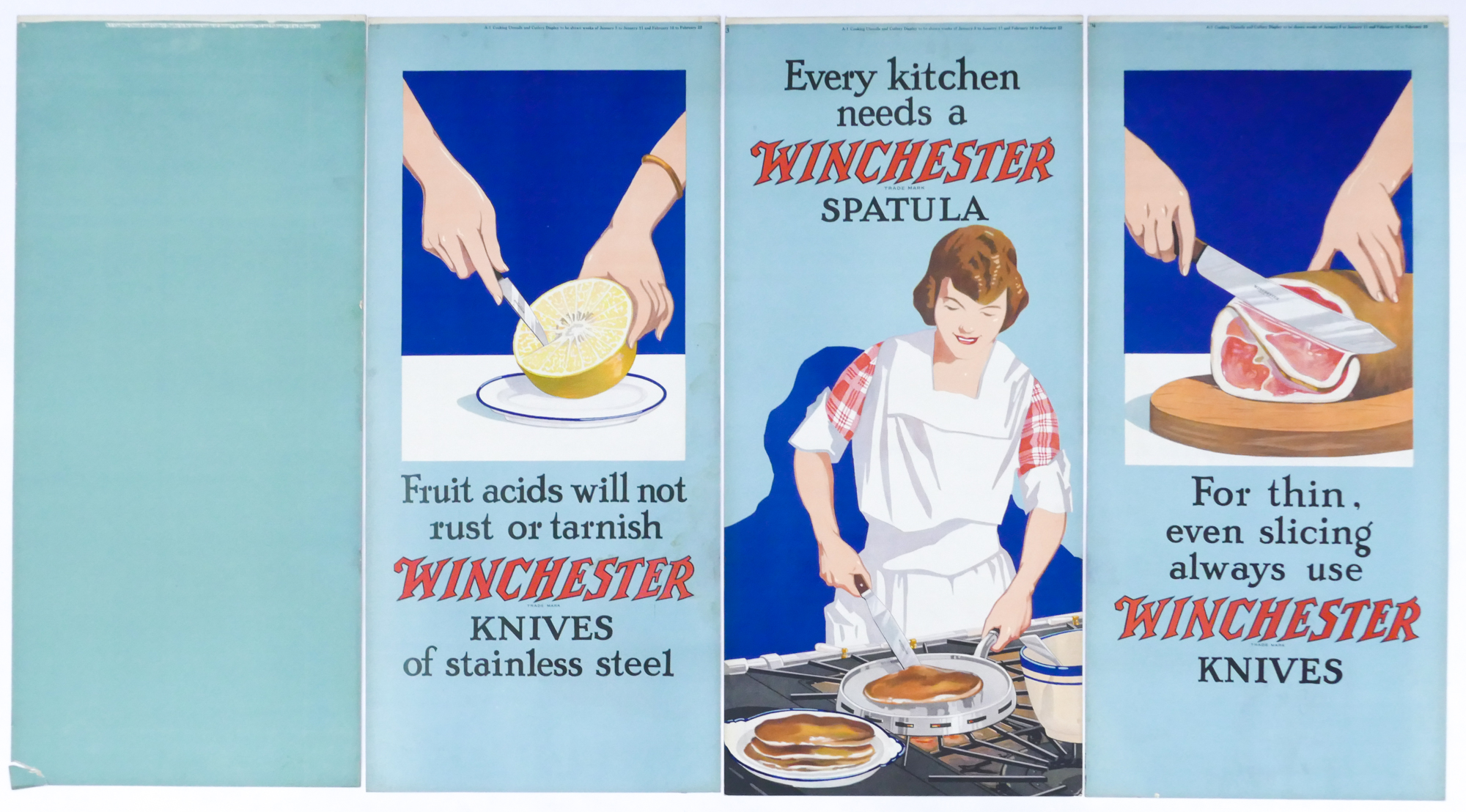 Appraisal: pc 's Winchester Advertising Signs incomplete set from panel display