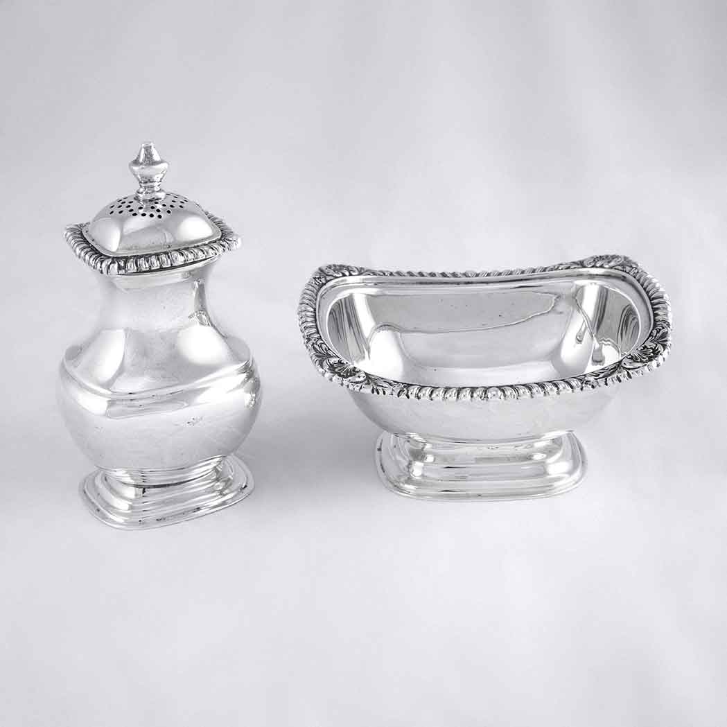 Appraisal: Group of Four Sterling Silver Open Salts and Peppers en