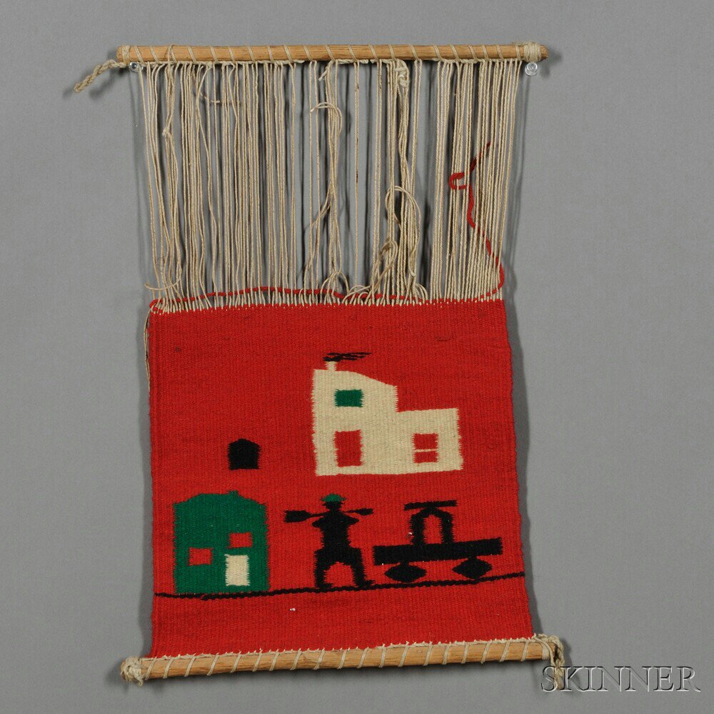 Appraisal: Navajo Germantown Pictorial Sampler on a Loom c late th