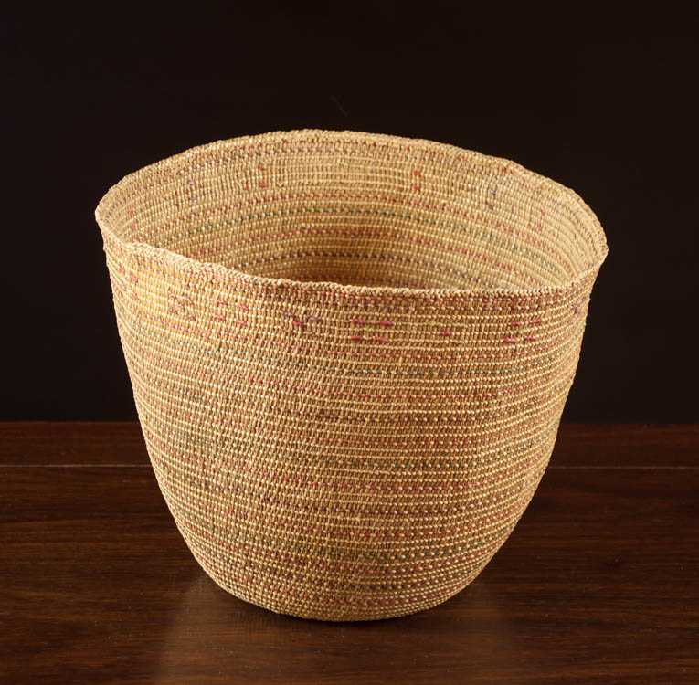 Appraisal: NORTHWEST NATIVE AMERICAN ALEUTIAN BASKET hand woven with natural barks