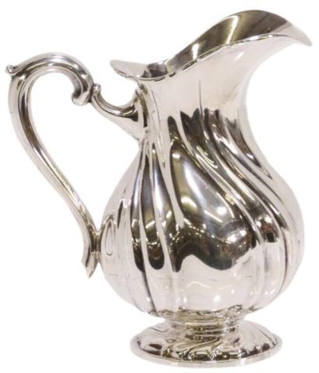 Appraisal: German Rococo Revival silver cream pitcher Gebruder Kuhn fluted baluster