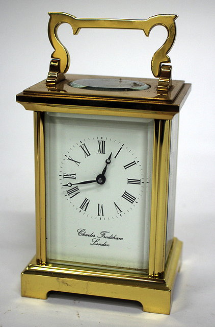 Appraisal: CHARLES FRODSHAM LONDON BRASS CARRIAGE TIMEPIECE cm tall overall