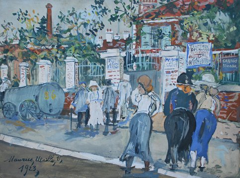 Appraisal: GOUACHE OF A FRENCH SANITARIUM SIGNED UTRILLO DATED '' x