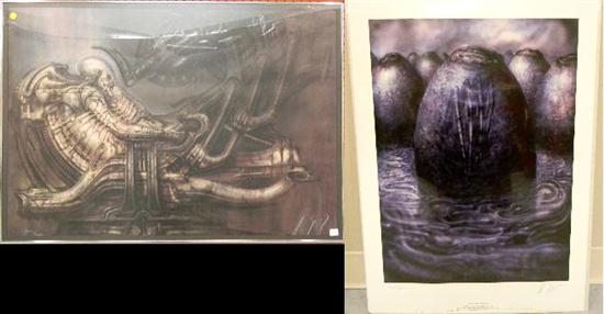 Appraisal: H R Giger lithograph Alien Pilot in Cockpit signed LR