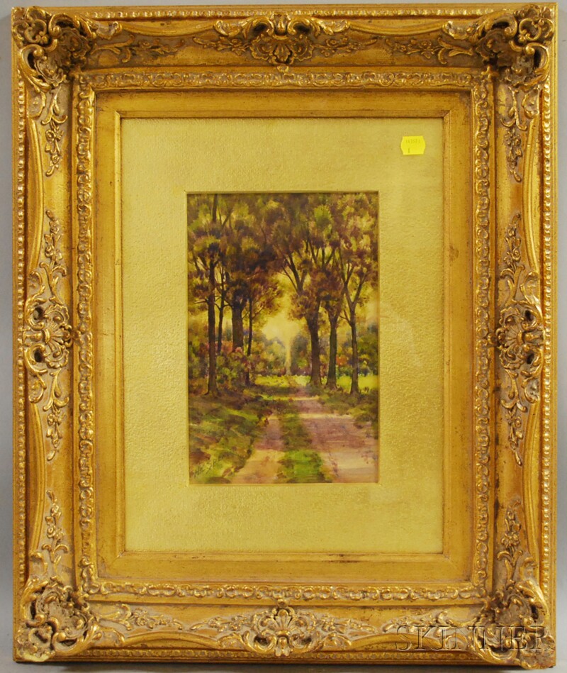 Appraisal: American School th Century View Down a Tree-lined Path Signed