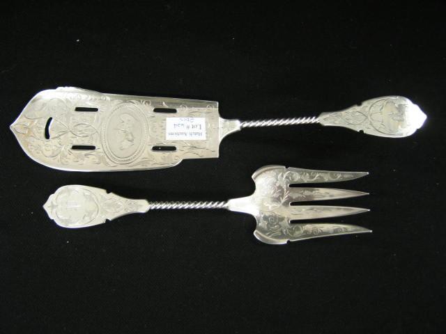 Appraisal: William Gale Son Sterling Silver Fish Set medallion on knive