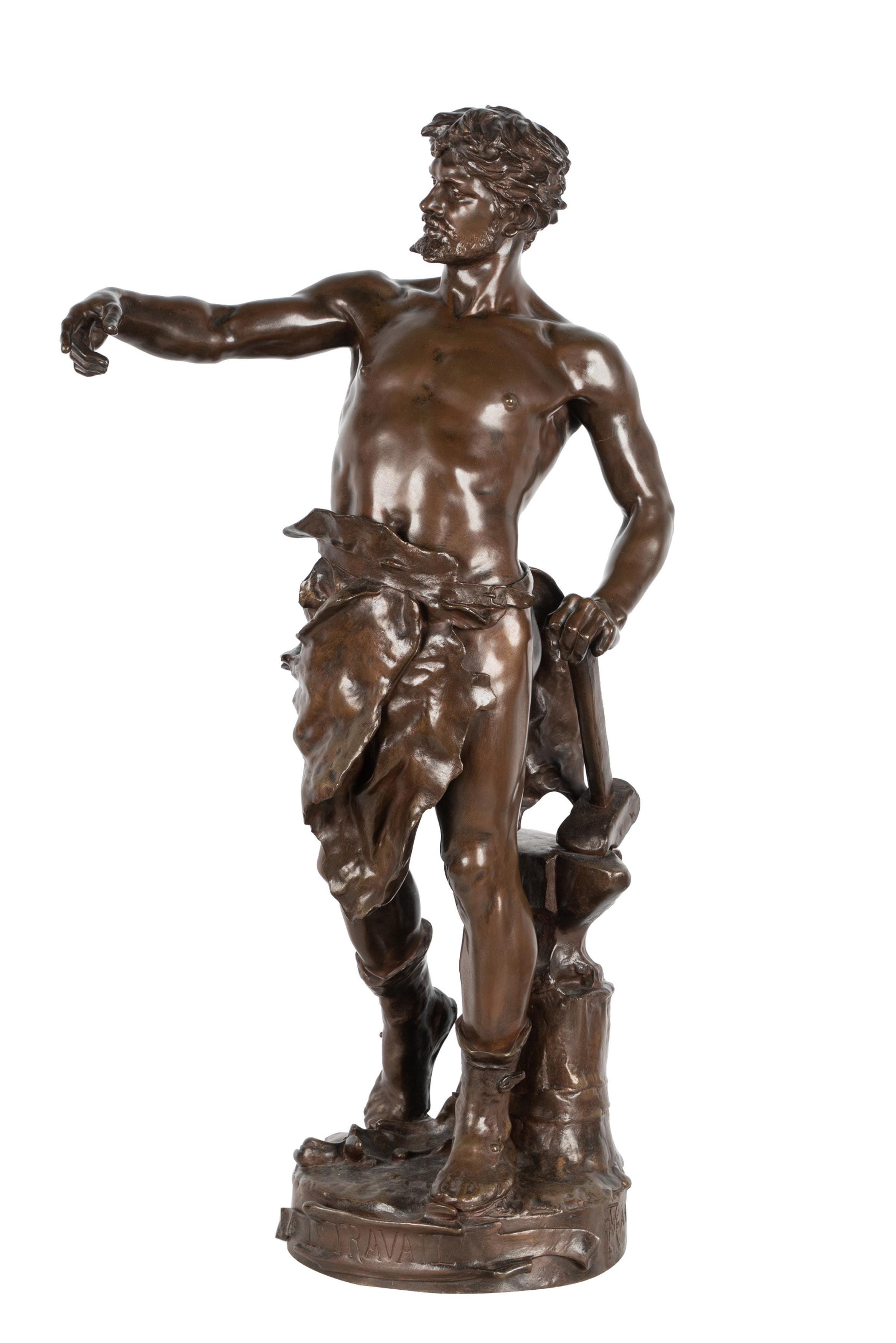 Appraisal: CLAUDIUS MARIOTON - 'LE TRAVAIL' bronze with brown patination signed