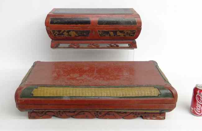 Appraisal: Lot two Asian covered painted boxes '' and '' W