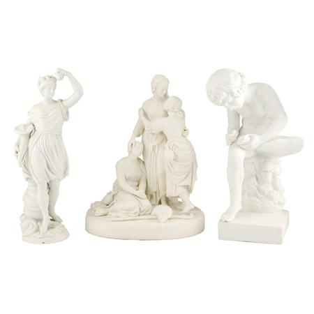 Appraisal: Group of Three Parian and Bisque Figures Estimate -