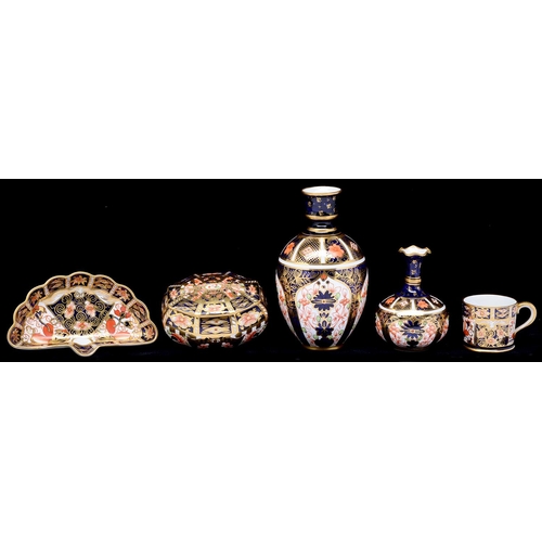 Appraisal: Two Royal Crown Derby Imari pattern vases and a box