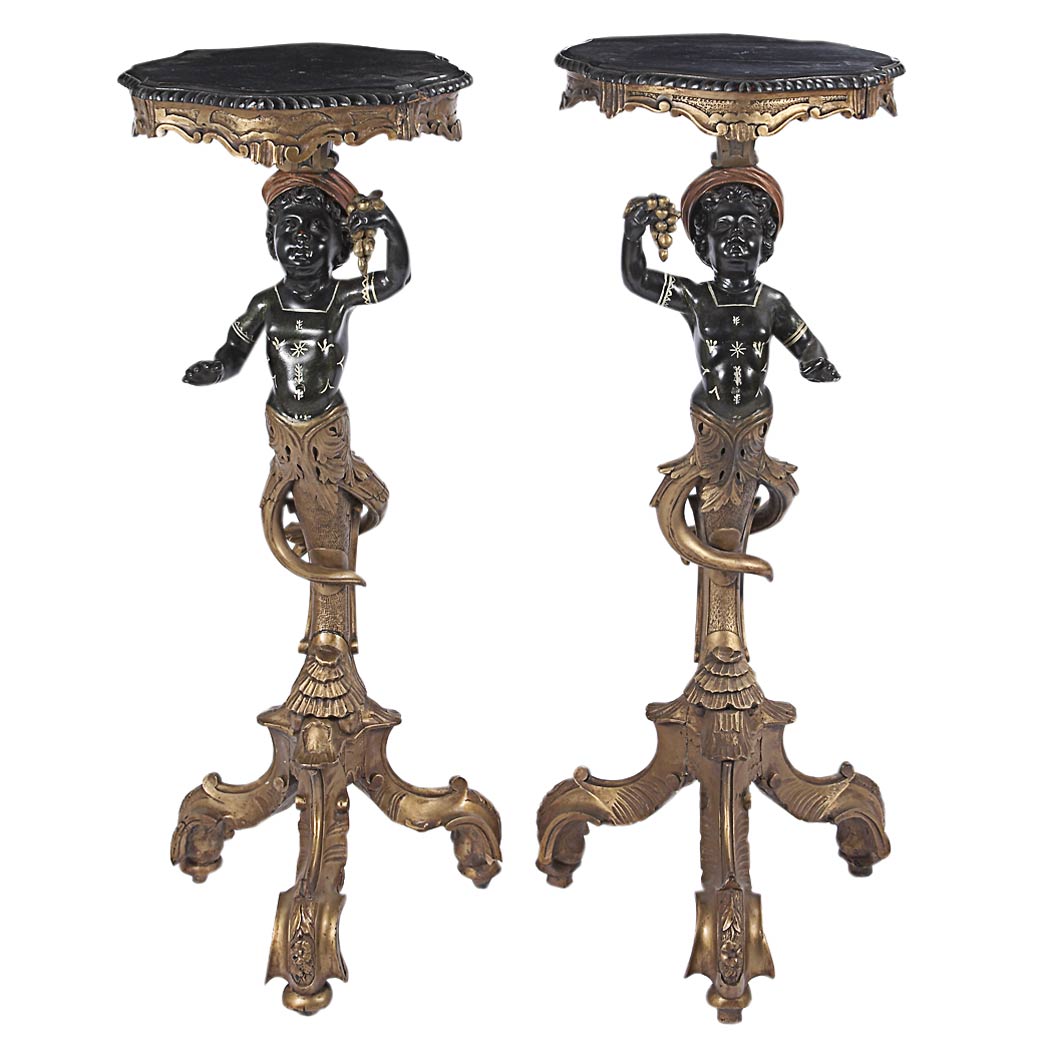 Appraisal: Pair of Parcel Ebonized and Parcel Gilt Blackamoor Stands Each