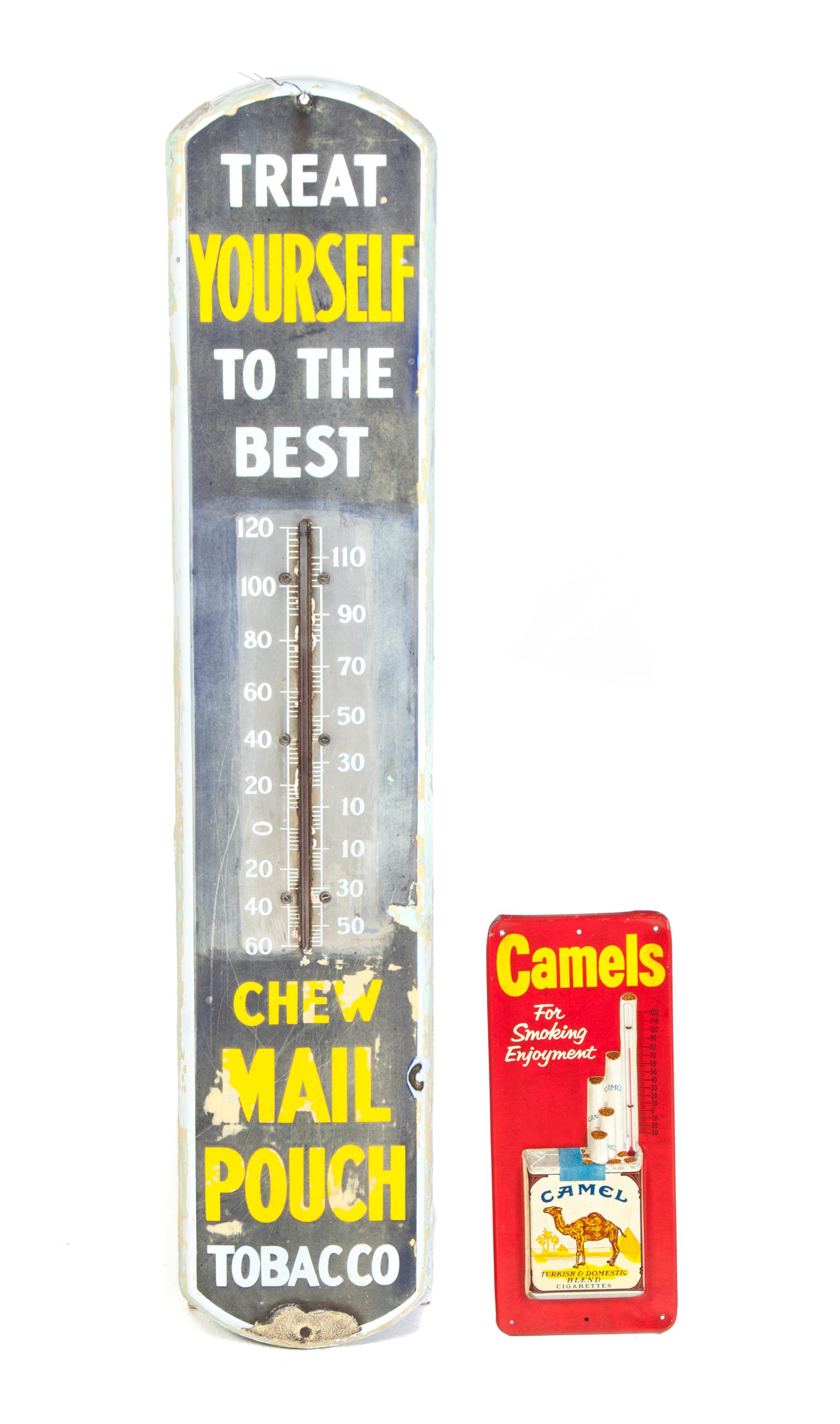 Appraisal: TWO TOBACCO PRODUCT THERMOMETERS American mid th century Camel thermometer