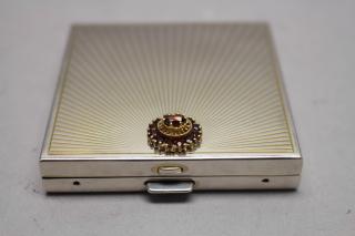 Appraisal: Jeweled Cartier Sterling k Compact Cartier Sterling k Compact w