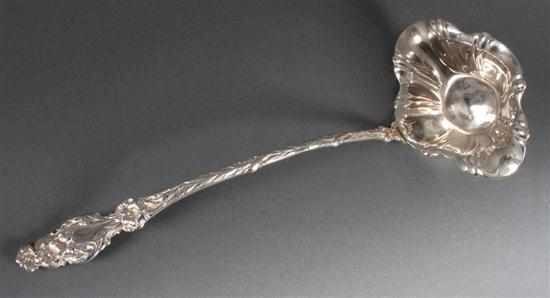 Appraisal: Sterling silver punch ladle in the ''Lily'' pattern late th