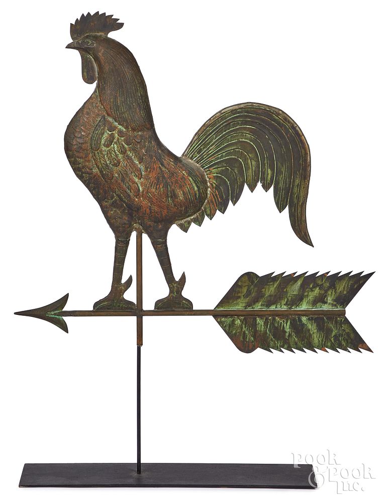 Appraisal: Swell bodied copper cockerel weathervane Swell bodied copper cockerel weathervane