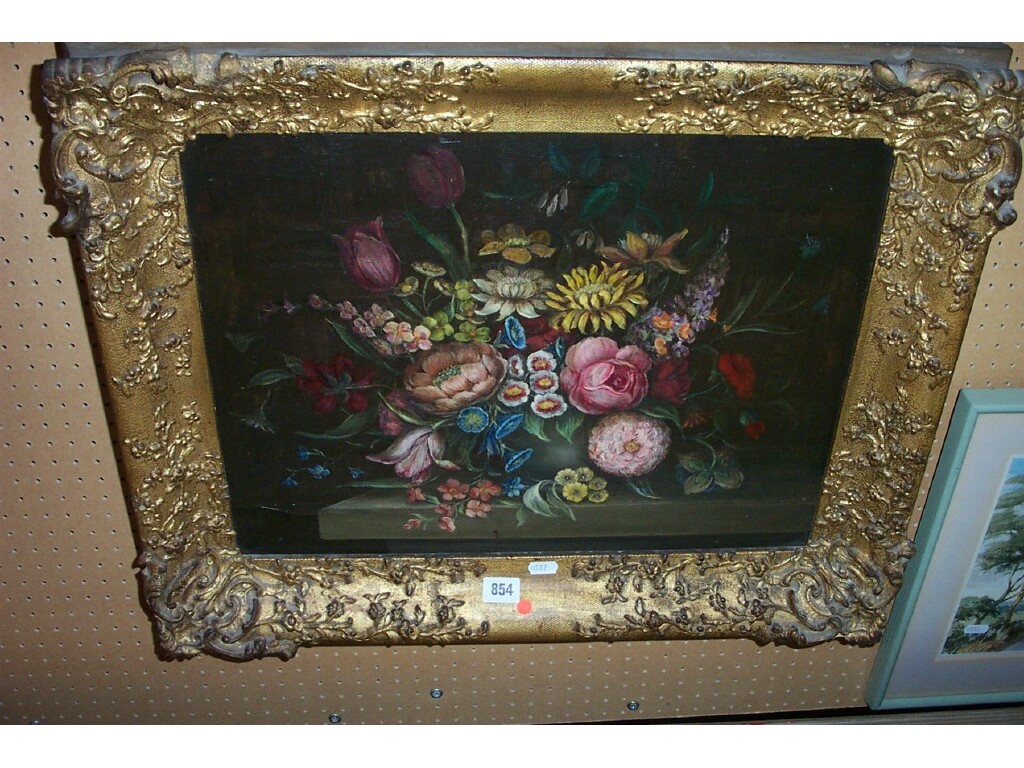 Appraisal: An oil painting on board showing a Dutch style still