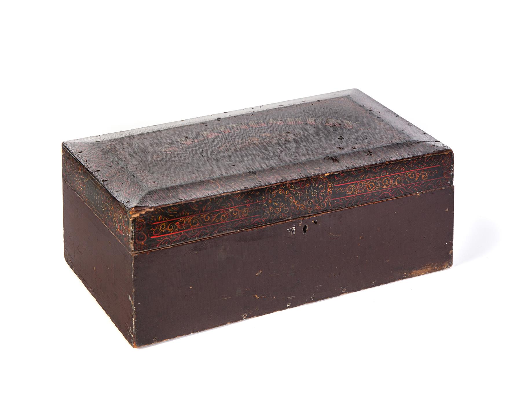 Appraisal: AMERICAN DECORATED BOX Second half- th century poplar Possibly a