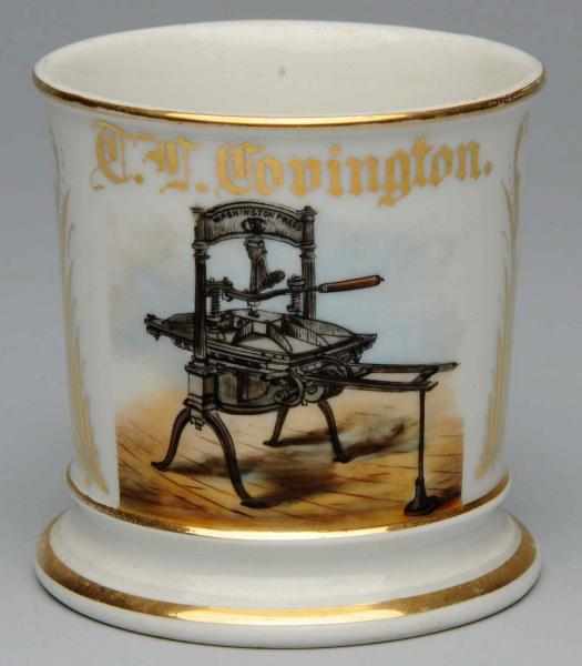 Appraisal: Washington Press Co Shaving Mug Gilt name C F Convington