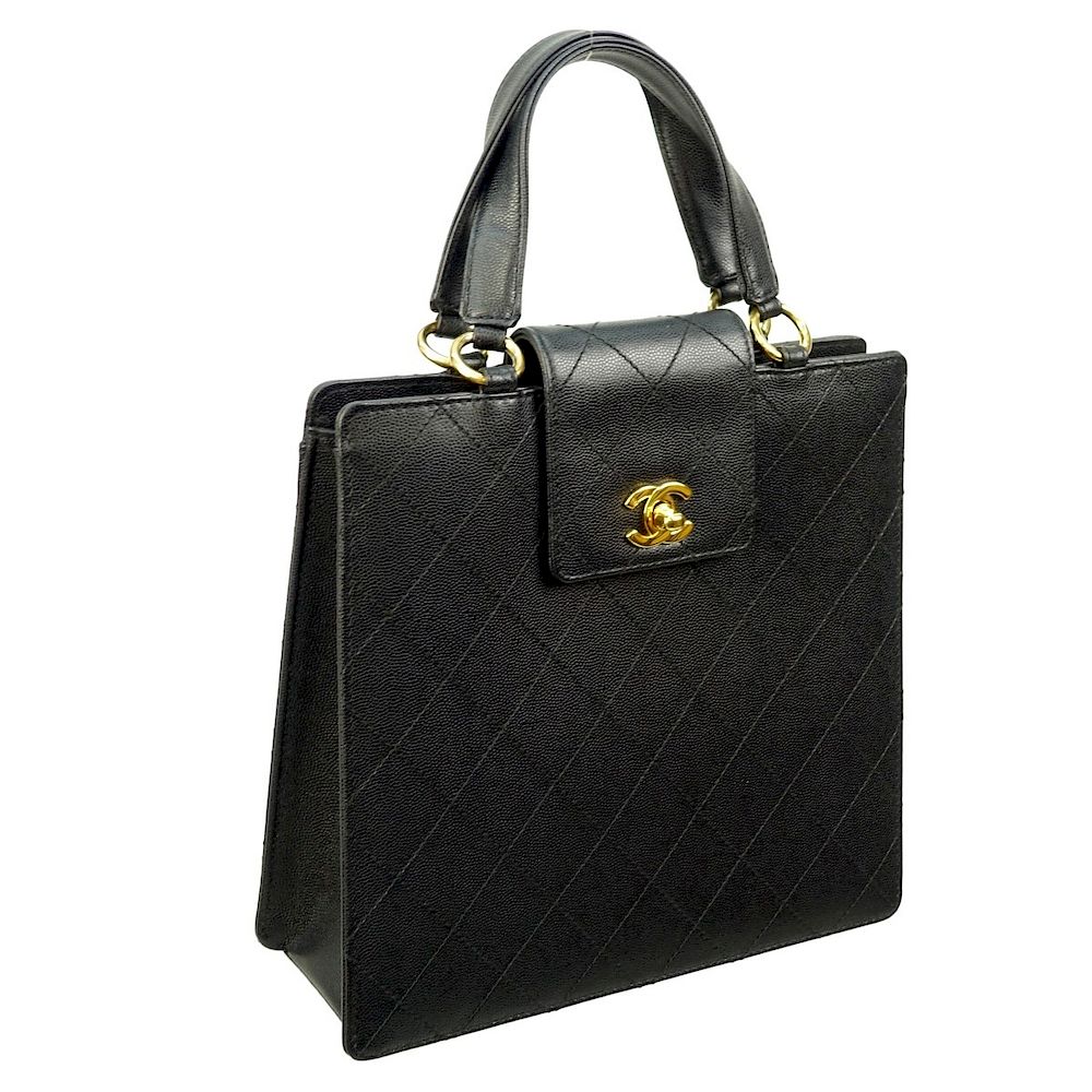 Appraisal: Chanel Bag Chanel Black Leather Tall Tote with Small Flap