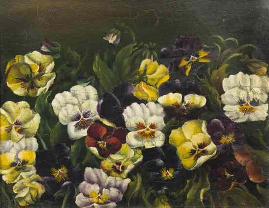 Appraisal: Artist Unknown American th century Still Life with Pansies oil