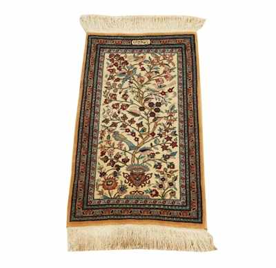 Appraisal: A Small Signed Oriental Rug Wool rug with cream ground