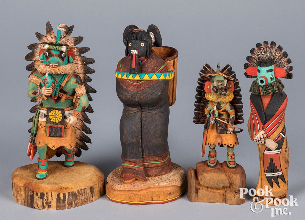 Appraisal: Two Hopi Indian kachina carved and painted figures Two Hopi