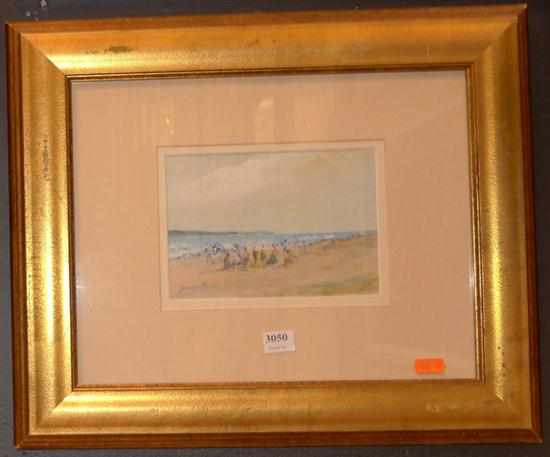 Appraisal: DONALD FRASER BEACH SCENE OIL ON BOARD