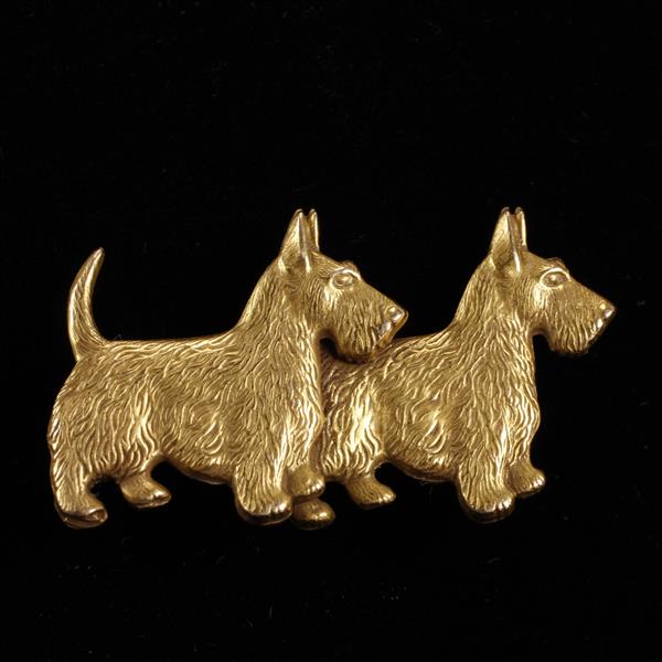 Appraisal: Yellow Gold K Scottie Dogs figural brooch pin dwt Pin