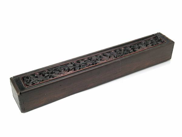 Appraisal: A Chinese hardwood scroll box height in width in depth