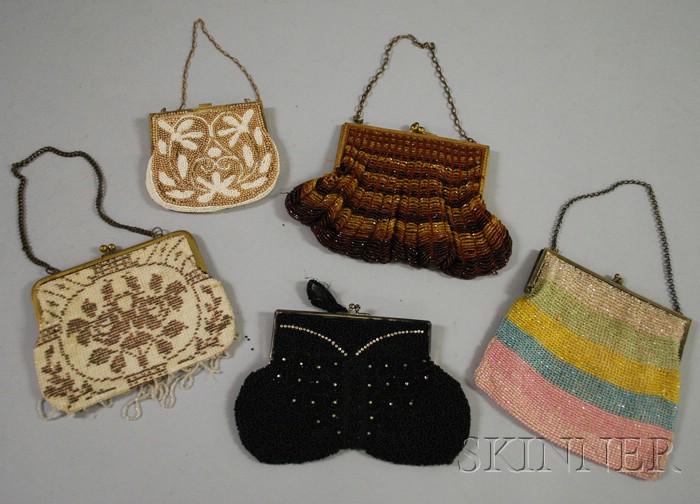 Appraisal: Five Vintage Beaded Evening Purses