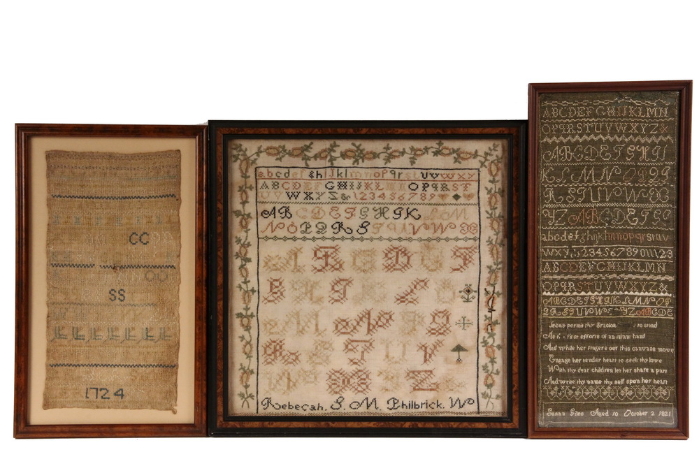 Appraisal: EARLY NEEDLEPOINT SAMPLERS - Late th to Early th c