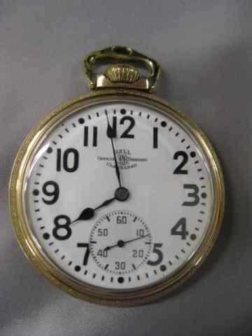 Appraisal: Ball Railroad Pocketwatch jewel gold-filled open face size excellent working