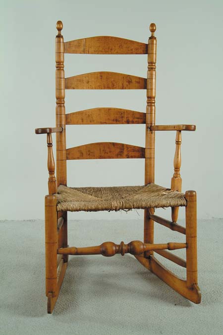 Appraisal: EARLY LADDERBACK HOOP SKIRT ROCKER Four ladderback slats turned back