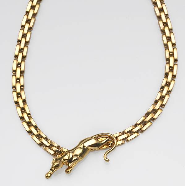 Appraisal: An k gold panther necklace Cartier signed Cartier reference with